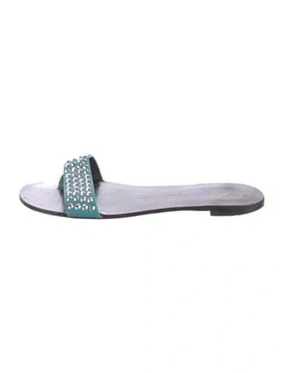 Pre-owned Giuseppe Zanotti Suede Studded Accents Slides In Purple