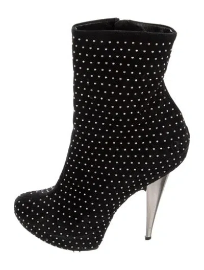Pre-owned Giuseppe Zanotti Suede Studded Accents Sock Boots In Black