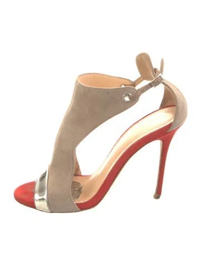 Pre-owned Giuseppe Zanotti Suede T-strap Pumps In Neutral