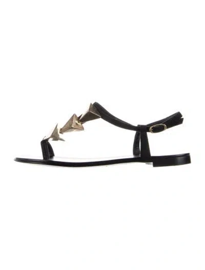 Pre-owned Giuseppe Zanotti Suede T-strap Sandals In Black