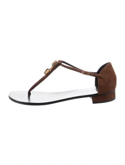 Pre-owned Giuseppe Zanotti Suede T-strap Sandals In Neutrals