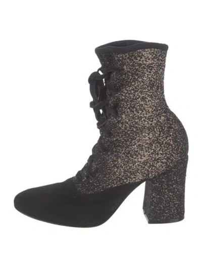 Pre-owned Giuseppe Zanotti Suede Tweed Pattern Lace-up Boots In Blue