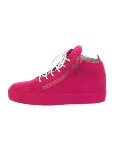 Pre-owned Giuseppe Zanotti Suede Wedge Sneakers In Pink