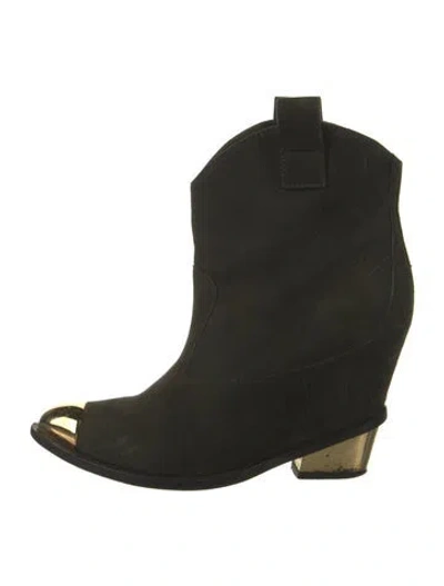 Pre-owned Giuseppe Zanotti Suede Western Boots In Green