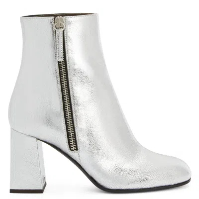 Giuseppe Zanotti Sveva 80mm Leather Ankle Boots In Silver
