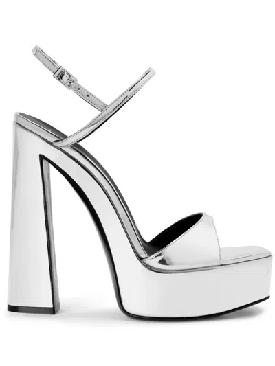 Giuseppe Zanotti Sylvy 145mm Leather Sandals In Silver