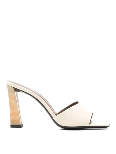 Giuseppe Zanotti Sandals Square Toe Open Block Heel In White