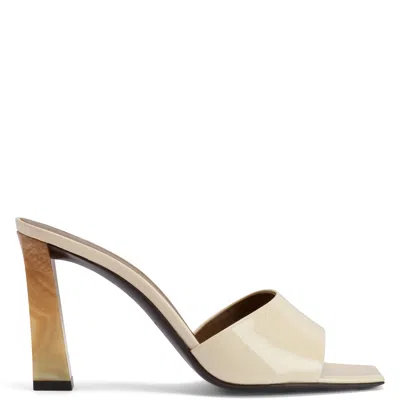 Giuseppe Zanotti Sandals Square Toe Open Block Heel In White