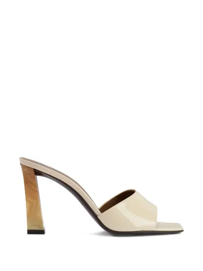 Giuseppe Zanotti Sandals Square Toe Open Block Heel In White