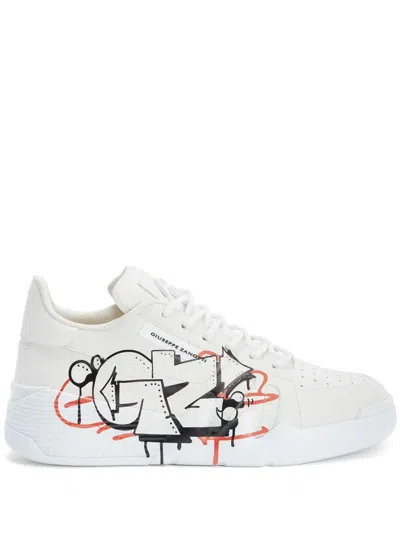 Giuseppe Zanotti Talon Graffiti-print Low-top Sneakers In White