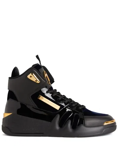 Giuseppe Zanotti Talon High-top Leather Sneakers In Black