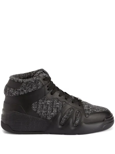 Giuseppe Zanotti Talon Knitted-panels Sneakers In Black
