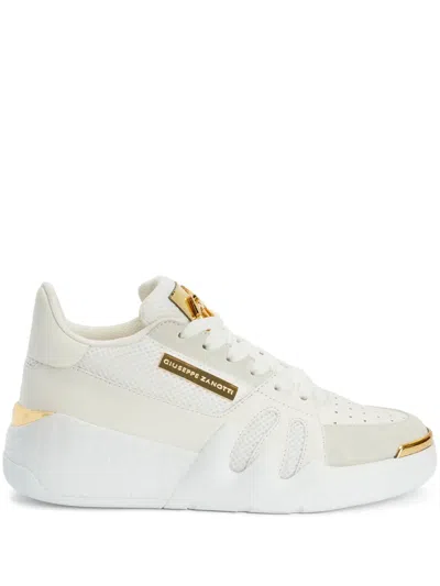 Giuseppe Zanotti Talon Logo标牌皮质运动鞋 In White