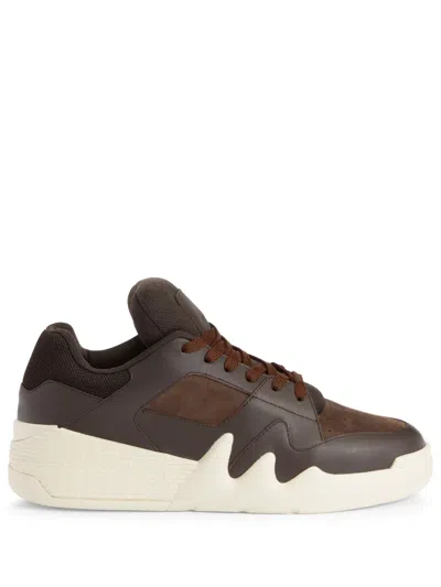 Giuseppe Zanotti Talon Low-top Leather Sneakers In Brown