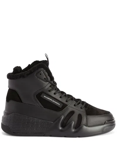 Giuseppe Zanotti Talon Winter Panelled Leather Sneakers In Black