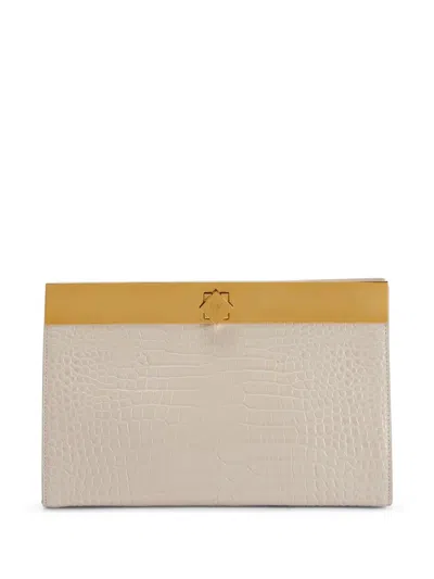 Giuseppe Zanotti Tanaya Crocodile-effect Clutch Bag In Neutrals