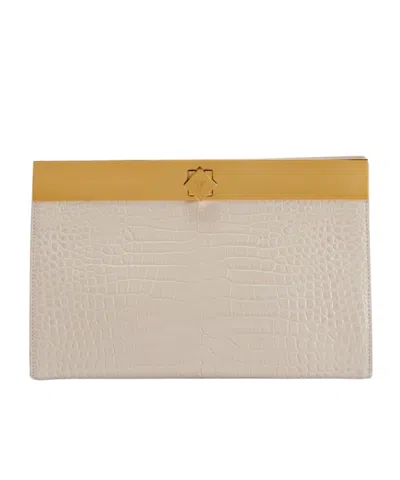 Giuseppe Zanotti Tanaya Crocodile-effect Clutch Bag In Nude