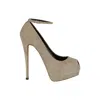 Giuseppe Zanotti Taupe Suede Platform Pumps With Ankle Closure - '20s In Beige