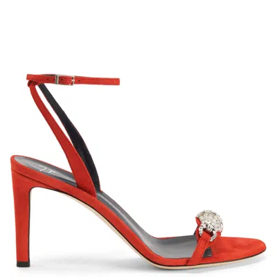 Giuseppe Zanotti New Kanda Crystal-embellished Suede Sandals In Orange