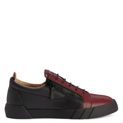 Giuseppe Zanotti Man Sneakers Burgundy Size 14 Soft Leather In Black