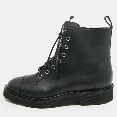 Pre-owned Giuseppe Zanotti Toluse Size 39 Black Leather Combat Boots