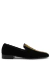 Giuseppe Zanotti Tuxedo Diamond Velvet Loafers In Black
