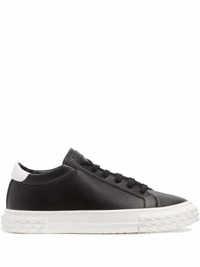 Giuseppe Zanotti Two-tone Lace-up Trainers In Black