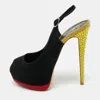 Giuseppe Zanotti Two Tone Suede Crystal Embellished Peep Toe Slingback Pumps In Black