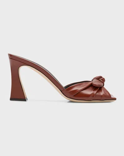 Giuseppe Zanotti Vanilla Knotted Bow Mule Sandals In Cacao