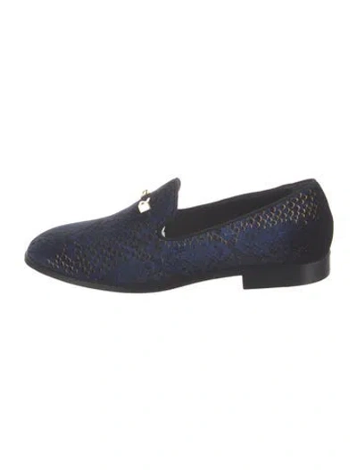 Pre-owned Giuseppe Zanotti Velvet Animal Print Loafers In Blue