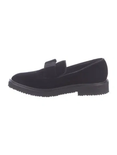 Pre-owned Giuseppe Zanotti Velvet Bow Accents Loafers In Black