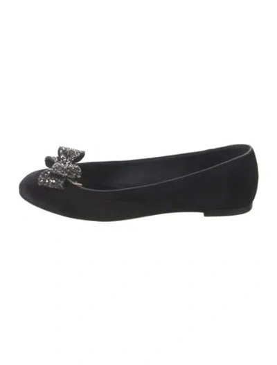 Pre-owned Giuseppe Zanotti Velvet Crystal Embellishments Ballet Flats In Black