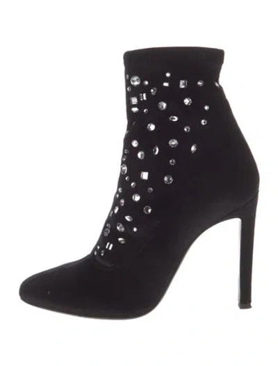 Pre-owned Giuseppe Zanotti Velvet Crystal Embellishments Boots In Blue