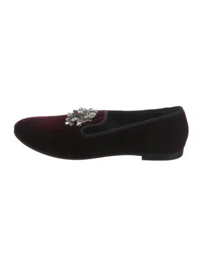Pre-owned Giuseppe Zanotti Velvet Crystal Embellishments Loafers In Black