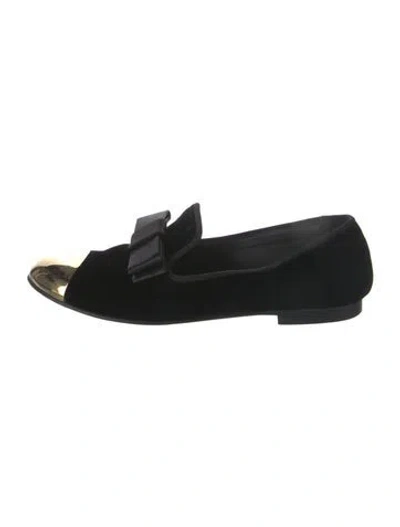 Pre-owned Giuseppe Zanotti Velvet Crystal Embellishments Loafers In Black