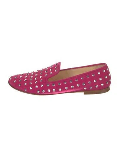 Pre-owned Giuseppe Zanotti Velvet Crystal Embellishments Loafers In Pink