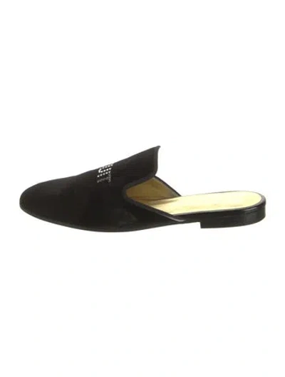 Pre-owned Giuseppe Zanotti Velvet Crystal Embellishments Mules In Black