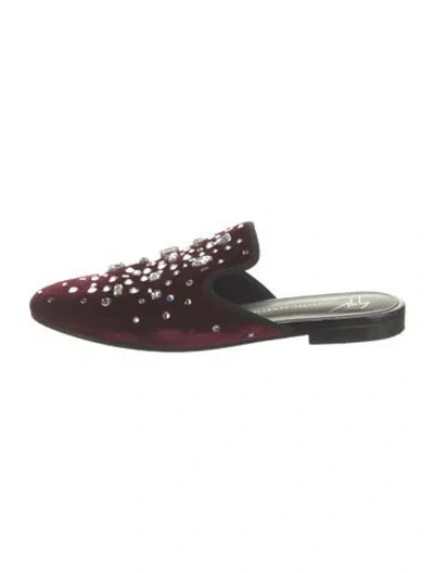 Pre-owned Giuseppe Zanotti Velvet Crystal Embellishments Mules In Burgundy