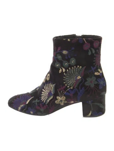 Pre-owned Giuseppe Zanotti Velvet Floral Print Boots In Black