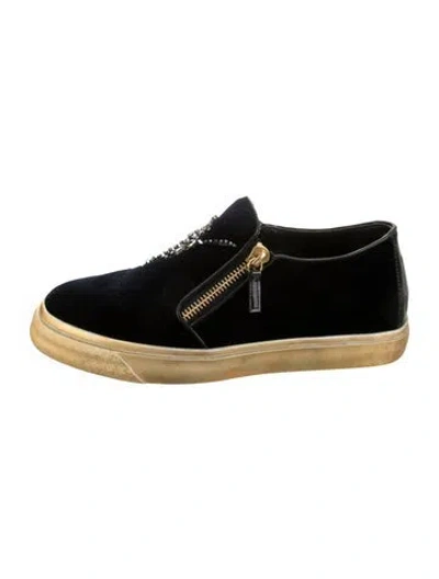 Pre-owned Giuseppe Zanotti Velvet Graphic Print Sneakers In Black