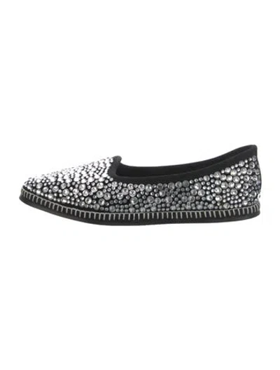 Pre-owned Giuseppe Zanotti Velvet Patterned Flats In Black