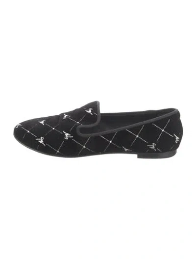 Pre-owned Giuseppe Zanotti Velvet Printed Loafers In Black