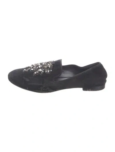 Pre-owned Giuseppe Zanotti Velvet Printed Loafers In Blue