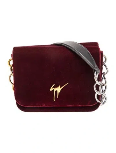 Pre-owned Giuseppe Zanotti Velvet Shoulder Bag In Burgundy