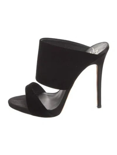Pre-owned Giuseppe Zanotti Velvet Slides In Black