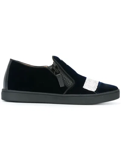 Giuseppe Zanotti Velvet Slip-on Sneakers In Black