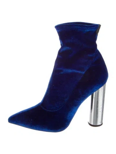 Pre-owned Giuseppe Zanotti Velvet Sock Boots In Blue