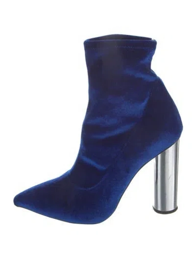 Pre-owned Giuseppe Zanotti Velvet Sock Boots In Blue