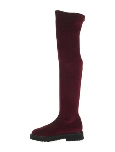 Pre-owned Giuseppe Zanotti Velvet Sock Boots In Burgundy