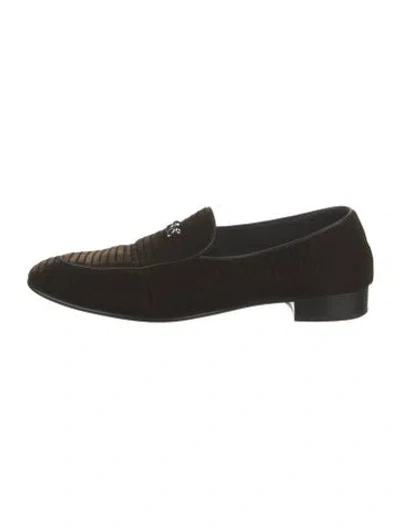 Pre-owned Giuseppe Zanotti Velvet Striped Loafers In Black/brown